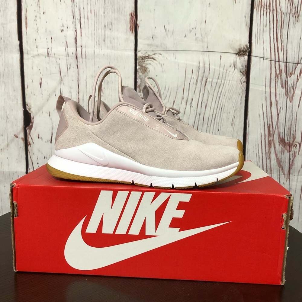 NIKE RIVAH PRM Particle Rose/White Womens Sneakers 7.5 Suede upper